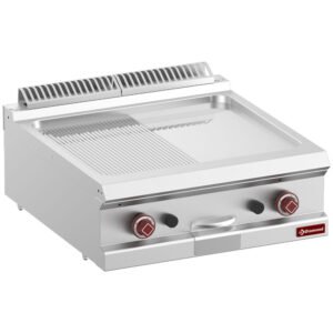 Plaque de cuisson gaz 1/2 lisse 1/2 rain. chrome dur, mod. 1/1 -Top- (G7/PMCD7T-N)