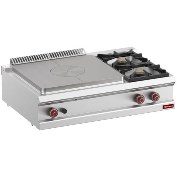 Cuisinière 2 feux vifs, taque coup de feu gaz-Top- (G7/T2B11T-N)