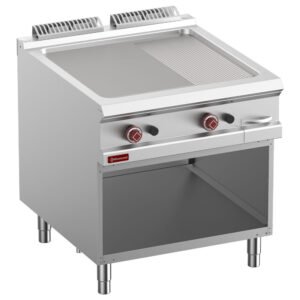 Plaque de cuisson 2/3 lisse & 1/3 rainurée gaz module 1/1, armoire ouverte (G9/PMA8-N)