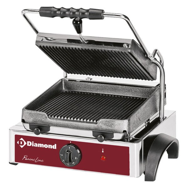 Grill panini électrique, plaques rainurées  (GR42)