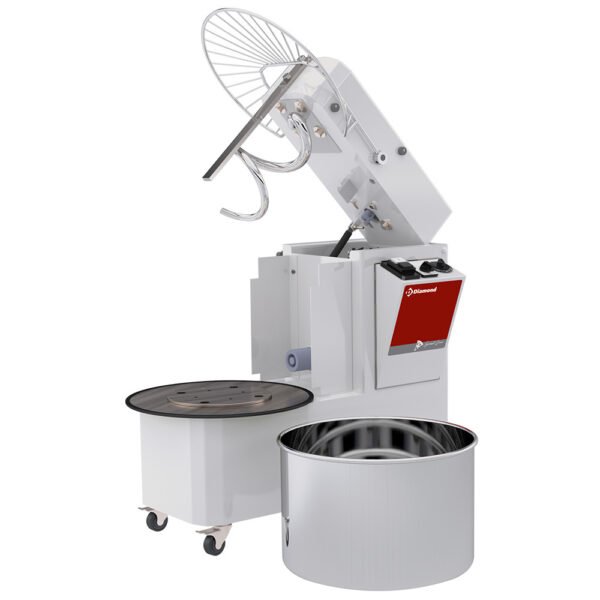Pétrin à spirale 53 Litres tête relevable, cuve amovible, 2 vitesses, timer, sur roues  (NT53AL/T2V-C)