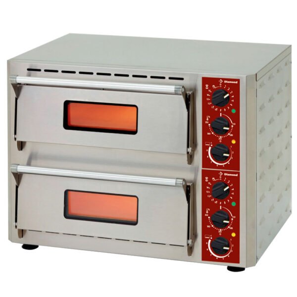 Four électrique pizzas, 2 chambres (3+3 kW) 430x430xh100 mm (PIZZA-QUICK/43-2C)