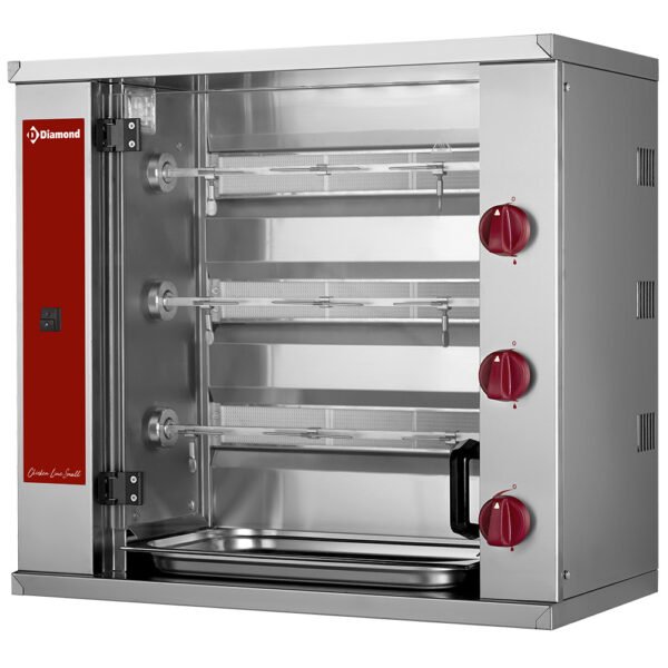 Rôtissoire à poulets gaz, 3 broches (9 poulets) SMALL (RVG/3-SBC)