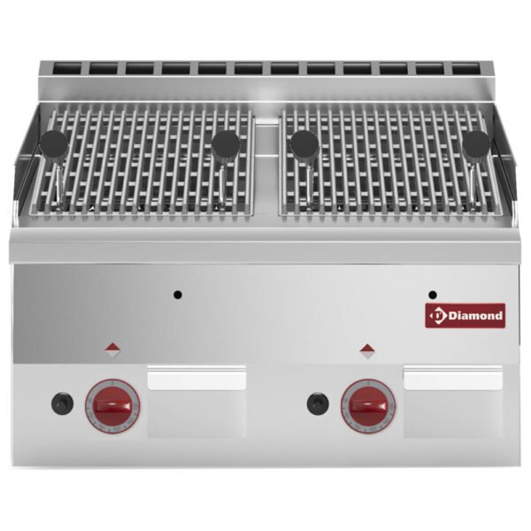 Grill pierres de lave gaz avec grille de cuisson en fonte -Top- (G60/GPL6T-N)