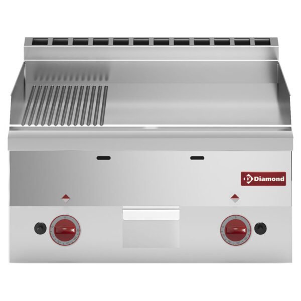 Plaque de cuisson gaz, surface 2/3 lisse et 1/3 nervurée -Top- (G60/PM6T-N)