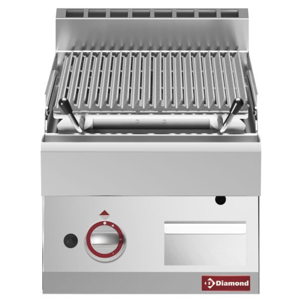 Grill pierre de lave, 1/2 module, grille en fonte "double face" (PLX47-PN)