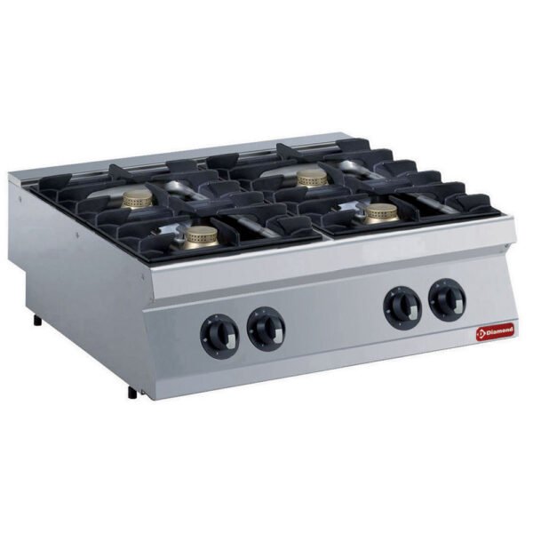 Fourneau composé: 4 feux vifs & soubassement ouvert (G17/4BA8-R) – Image 2