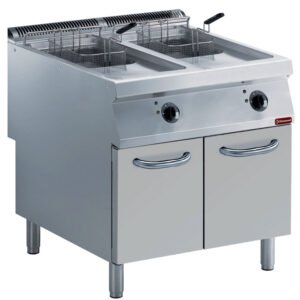 Friteuse électrique 2 cuves "Y" 15 litres, brûleurs extérieurs, sur meuble  (E22/F30A8-N)