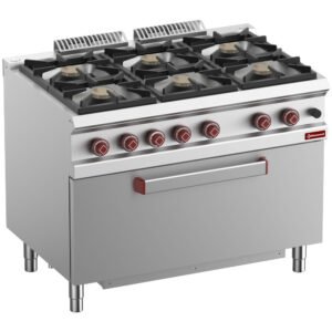 Fourneau 6 feux vifs, four maxi gaz 1 grande porte  (G7/6BFM11-N)
