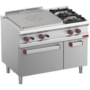 Fourneau taque coup de feu, 2 feux gaz, four GN 2/1, armoire GN1/1  (G7/T2BFA11-N)