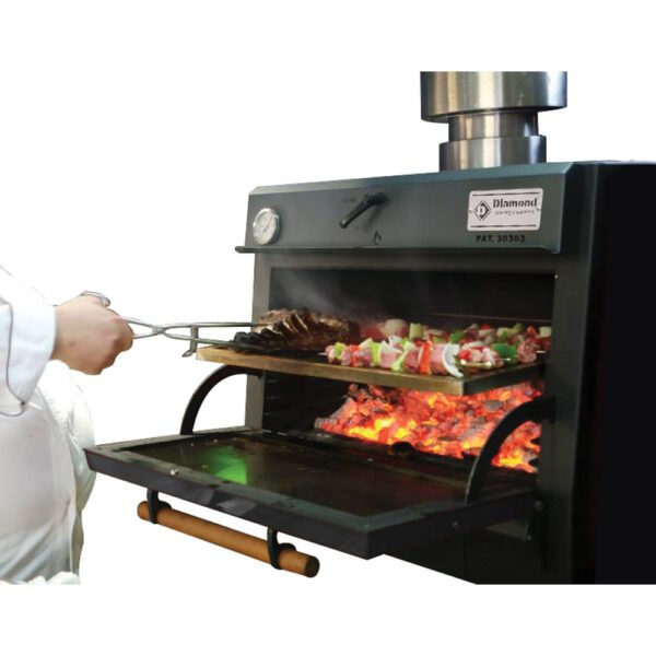 Four-BBQ à charbon, GN 2/1 + GN1/1 (150 Kg/h)/Inox (CBQ-120/SS) – Image 4