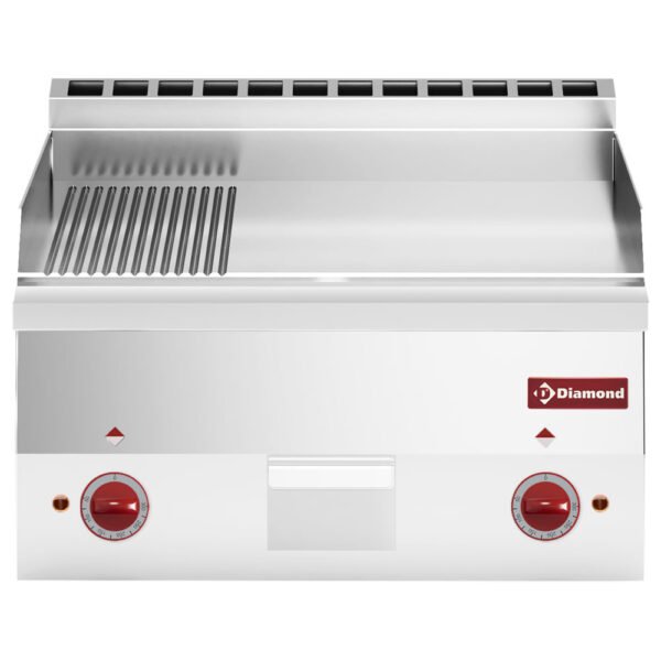 Plaque de cuisson électrique, 2/3 lisse et 1/3 nervurée "chrome" -Top- (E60/PMCD6T-N)