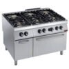 Fourneau 6 feux vifs, four gaz GN 2/1, armoire neutre (G22/6BFA12-N)