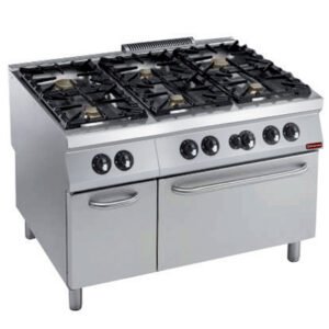 Fourneau 6 feux vifs, four gaz GN 2/1, armoire neutre (G22/6BFA12-N)