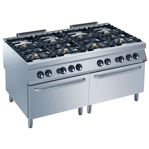 Fourneau gaz 8 feux vifs, 2 fours gaz GN 2/1 (G22/8BF16-N)