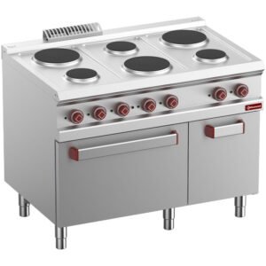 Fourneau 6 plaques rondes, four GN 2/1 et grill électrique, armoire neutre (GN 1/1 E7/6PFA11-N)