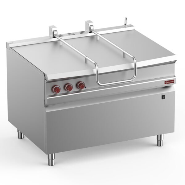 Sauteuse basculante électrique, cuve inox 120 lit. sur meuble (E9/BRI12-N)