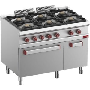 Fourneau gaz 6 feux vifs, four élec. convection GN 1/1, armoire neutre (G7/6BFEVA11-N)