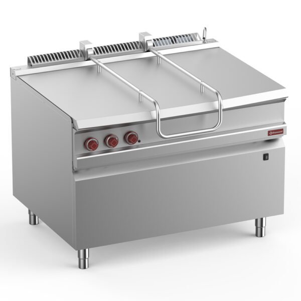 Sauteuse basculante gaz, cuve inox 120 lit. sur meuble (G9/BRI12-N)