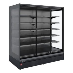 Meuble mural réfrigéré, libre-service, portes battantes - FULL BLACK (RNP13-U5)