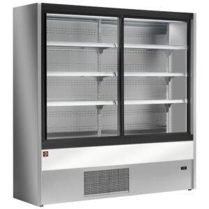 Murale réfrigéré, ventilé, avec portes coulissantes en verres - GRIS/BLANC (PD10/A7-R2C)