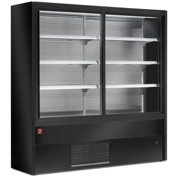 Murale réfrigéré, ventilé, avec portes coulissantes en verres - NOIR (PD15/B5-R2C)
