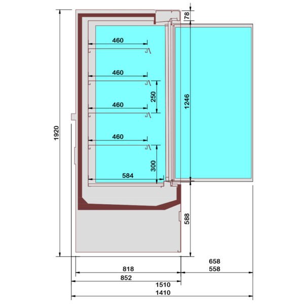Meuble mural réfrigéré, libre-service, portes battantes - FULL BLACK (PML25-H5) – Image 2