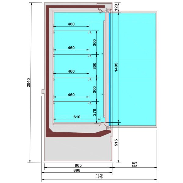 Meuble mural réfrigéré, joues vitrée, libre-service, portes battantes - Déco NOIRE (SCM26-C5) – Image 2