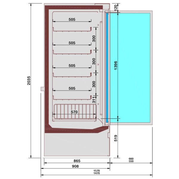 Meuble mural congélation, libre-service, portes battantes - Déco NOIRE (TCM14-D5) – Image 2