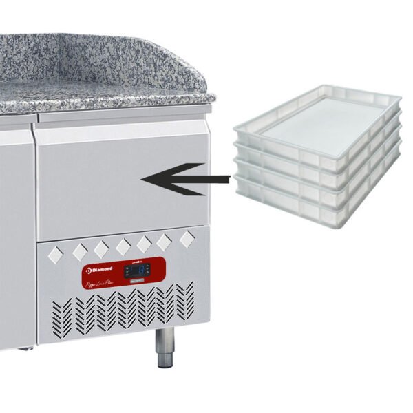 Table frigo 2 portes 600x400, 1 tiroir neutre (4x bacs 600x400) (TP23/P9) – Image 4