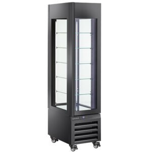 Vitrine "FULL vitrée" 260 Lt., 5 niveaux en verre, ventilée - PASTRY - NOIR (MAX/305-PB)