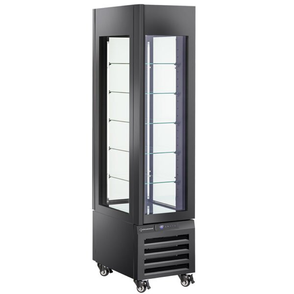 Vitrine "FULL vitrée" 260 Lt., 5 niveaux en verre, ventilée - PASTRY - NOIR (MAX/305-PB)