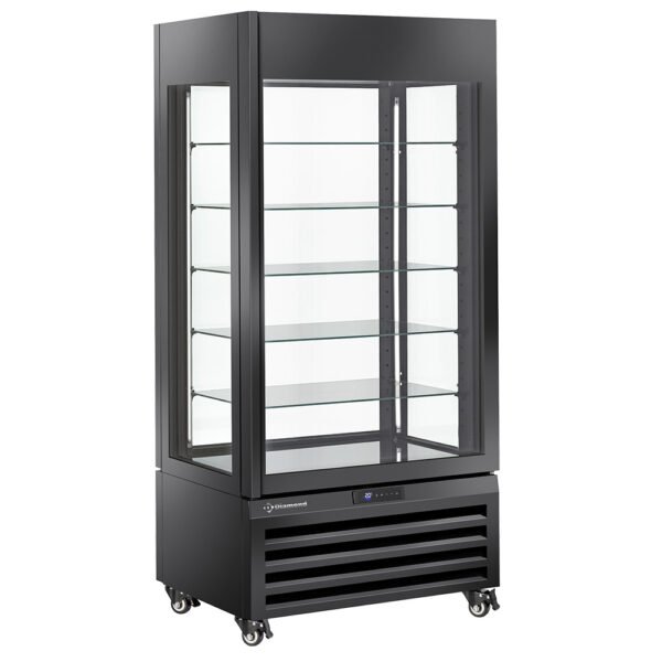 Vitrine "FULL vitrée" 600 Lt., 5 niveaux en verre, ventilée - ICE CREAM & PASTRY - NOIR (MAX/609-BB)